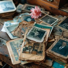 A collection of old photographs evoking memories of earlier days.
