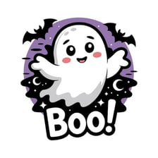 A ghost making a playful attempt to frighten someone.