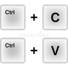 A computer keyboard showing the Ctrl and C keys used together