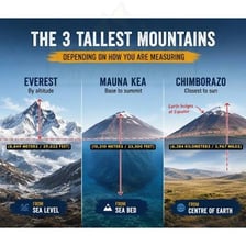 Three mountains illustrating the progression from tall to taller to tallest.