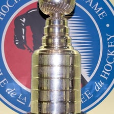The Stanley Cup displayed at an NHL hockey event