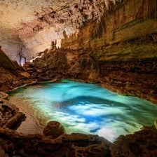 The interior of a naturally formed underground cave.