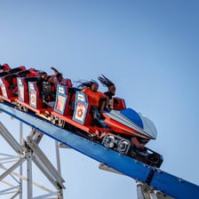 A roller coaster at an amusement park