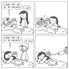 A person waking after sleeping
