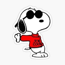 Snoopy depicted in his Joe Cool persona wearing sunglasses.