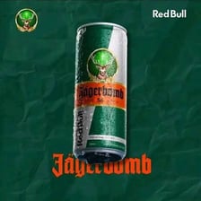 Jägermeister shot and Red Bull used to make a Jägerbomb