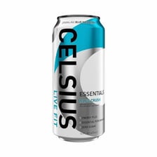 A Celsius energy drink can bearing the Live Fit branding