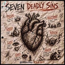 Illustration representing the traditional seven deadly sins