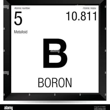 A periodic table highlighting boron in position 5