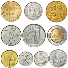 Historical Italian lire coins