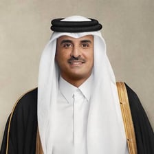 An official portrait of the emir of Qatar