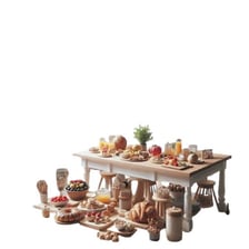 An assortment of different miscellaneous objects arranged on a table.