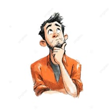 A person thoughtfully stroking their chin