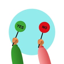A simple visual showing the two possible responses, yes and no