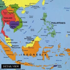 A map showing Japan and Vietnam