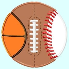 A basketball and baseball shown beside an elongated American football for shape comparison.