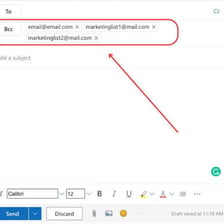 An email composition window showing the Bcc field beneath the recipient fields.