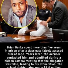 A person emphatically denying an accusation in a courtroom setting.