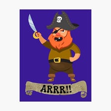 A cartoon pirate making a loud “arrr” cry.