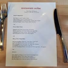 A restaurant menu featuring an à la carte section.