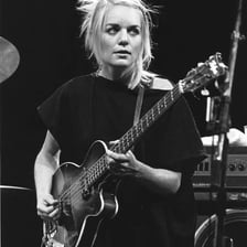 Tina Weymouth performing as the bassist for Talking Heads
