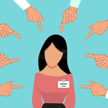 A person pointing at someone in accusation