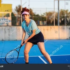 A tennis player wearing a visor during a match.