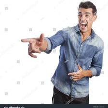 A person making a taunting gesture.