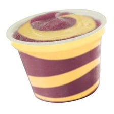 Several colorful frozen fruit ices served in small cups