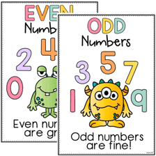 An educational illustration contrasting odd and even numbers.