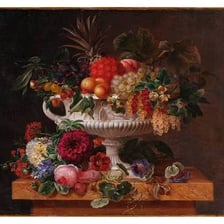 Decorative urn displayed in a still-life arrangement