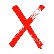An X drawn over text to cross it out