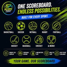 A sports scoreboard showing one team ahead by one point