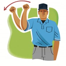 Baseball umpire making an out signal