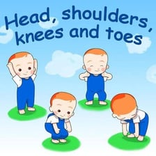 An illustration showing the body parts named in the nursery song