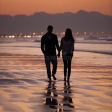 A romantic couple holding hands.