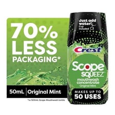 A bottle of Scope mouthwash