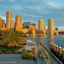 The Boston skyline viewed across its harbor