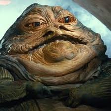 Jabba the Hutt, the large sluglike Star Wars character