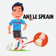 An educational illustration showing a sprained ankle