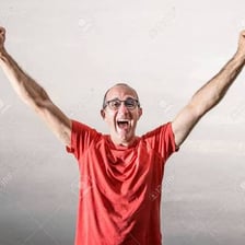 A person visibly celebrating with excitement and happiness