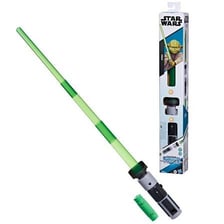 Yoda holding a green lightsaber
