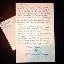A short handwritten note offering advice