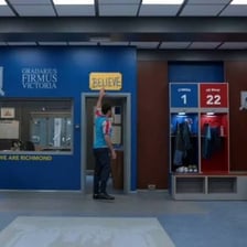 Ted Lasso character in a soccer locker room