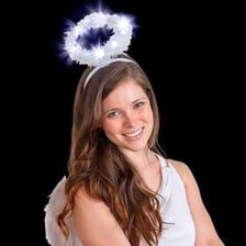 A circular halo headband worn with an angel costume