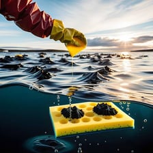 A sponge absorbing water from a surface