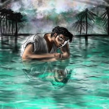 A person admiring their reflection