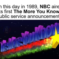 A public service announcement displayed on a television screen