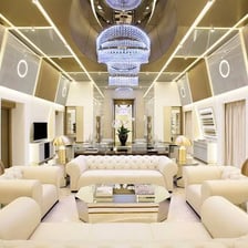 An opulent hotel suite with lavish furnishings