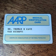 An AARP membership card associated with adults age 50 and older.